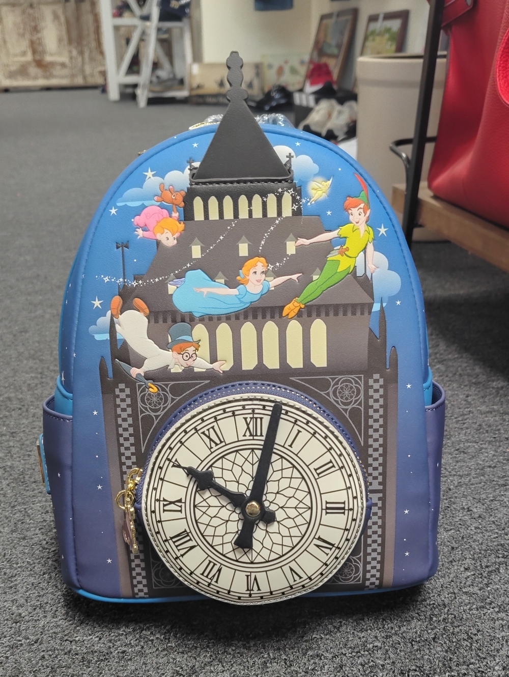 Peter Pan Themed Mini Backpack with Clock Front